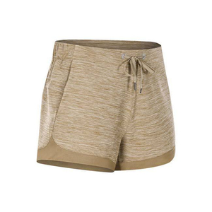 Shorts de sport taille haute pour femmes, couleur unie, tissu tricoté à séchage rapide avec poches, coupe régulière - Product Image 5