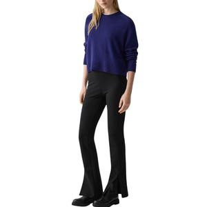 Pantalon en tricot élégant et décontracté pour femme, taille haute, jambe large – Confortable, respirant, motif uni, idéal pour le bureau en été - Product Image 3