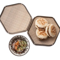 Assiette hexagonale en mélamine 8/10/11/12/14/16 pouces, imitation bambou tressé, plat de service durable, compatible lave-vaisselle, pour cuisine chinoise