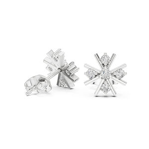 Pendientes de Oro Rosa de 14K con Diamante Cultivado en Laboratorio, Redondos, para Uso Diario, para Mujer |   Diamante Cultivado Nuevo - Product Image 5