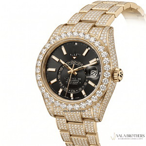 Reloj Rolax Skyy-Dweller con Diamantes Moissanite, Oro Amarillo, 40mm, Analógico, Cuarzo, Cristal de Zafiro, Cierre Desplegable, Diseño Antiguo - Product Image 1