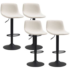 Set di 4 Sgabelli da Bar Imbottiti Bianco Crema Girevoli con Altezza Regolabile per Bancone Cucina - Product Image 1