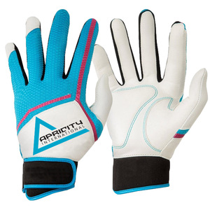 Comfortable Fit Baseball Batting Gloves Leather Made Anti-Slip High Grip Palm Softball Gloves <b>Hook</b> Loop Closure Breathable - Product Image 1
