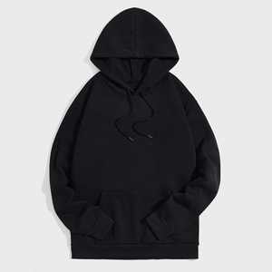 Sudadera con Capucha Negra para Hombre, Corte Regular, Algodón French Terry, Informal, de Invierno, con Bolsillos, Manga Regular, ODM, Impermeable - Product Image 2