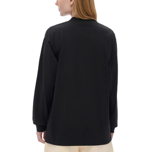 T-shirt décontracté pour homme en coton à col montant et manches longues, coupe ample, effet délavé, personnalisable avec logo, vêtements vierges en gros - Product Image 3