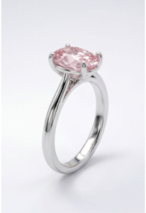 แหวนเพชรทรงรีสีชมพูสุดหรู แหวนหมั้นแบบมินิมอล - Product Image 3