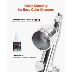 Kit Aerografo 1/6 HP con Compressore e Serbatoio, Aerografo Professionale a Doppia Azione 1/6 HP, 3 Punte, Accessorio per Vernice Acrilica - Product Image 6