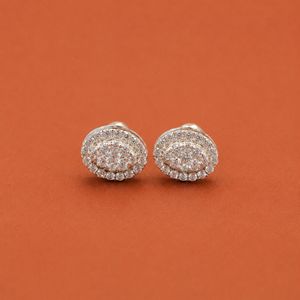 Round Halo Moissanite <b>Earrings</b> for Women, Sterling Silver S925 Studs with Diamond Style Detail <b>Fine</b> Jewelry Gift - Product Image 1