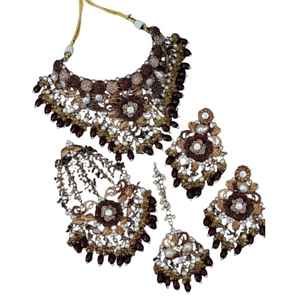 Parures de bijoux de mariée indiennes et pakistanaises de luxe, qualité supérieure, vente chaude, fabriquées à la main, plaquées or, style antique, pour mariage, fiançailles, Aïd - Product Image 1