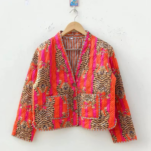 Handmade Indigo Print Quilted <b>Jacket</b>, Boho Kimono Style Coat - Product Image 1