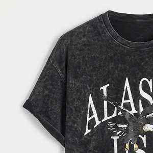 RTS High Sales Men's Clothing T-shirts Solid Printed 100% Cotton <b>Acid</b> Washed Short Sleeves Loose Quick Breathable <b>Drop</b> Shoulder - Product Image 4