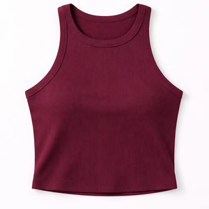 Débardeur court côtelé respirant et sexy pour femme – Polyester/Coton/Spandex, anti-boulochage, séchage rapide - Product Image 1