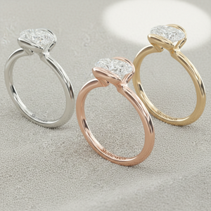 แหวนหมั้นแบบเซอร์โคเนียครึ่งวงขอบทองคำแท้ |   เพชรที่ได้รับการรับรองจาก IGI ผลิตในห้องปฏิบัติการ |   ข้อเสนอแบบมินิมอลสมัยใหม่ - Product Image 4