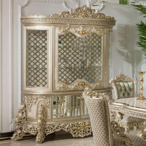 Juego de Comedor Clásico de Estilo Europeo, Madera de Caoba Sólida con Tallado Dorado de Lujo, Forma Rectangular, para Villas y Resorts de Lujo - Product Image 6