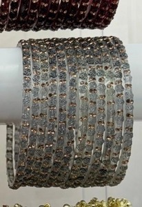 Trendy Glass <b>Silver</b> Plated Women's Fashion <b>Bangles</b> Stylish Set Stackable Eco-Friendly Customizable Ladies Wrist Accessories - Product Image 6