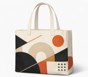 Geometric Pattern <b>Canvas</b> <b>Tote</b> Bag Large Size Hand Carry Shopping Bag Daily Use - Product Image 1