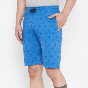 Shorts de plage pour hommes en toile à séchage rapide, imprimé floral tropical bleu, avec cordon de serrage à la taille et poches, style décontracté Bermuda - Product Image 3
