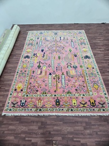พรมทอมือที่มีคุณภาพสูงสีชมพูลายดอกไม้สไตล์โอเรียนเต็ลพรมสไตล์วินเทจโบฮีเมียนสำหรับห้องนั่งเล่นเด็ก - Product Image 4