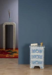 Mesa de Cajones con Incrustaciones de Hueso de ILAHI, Diseño Moderno con Detalles de Ágata, Almacenamiento de Tres Niveles, Mueble Portátil para el Hogar - Product Image 6