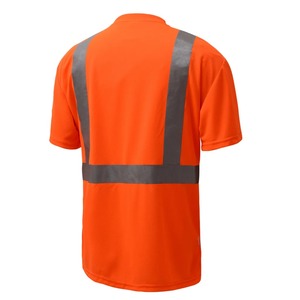High Visibility O Neck Half Sleeve Workwear Shirt Reflective <b>Tape</b> Multi Pocket Design Practical Hi Vis Work Shirt for Men - Product Image 5