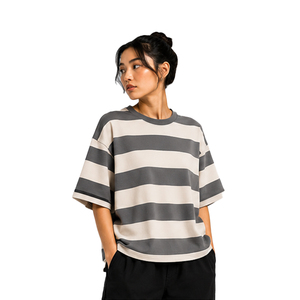 Womens Heavyweight Cotton Boxy Tee Custom Oversized Relaxed Fit T Shirt Streetwear Private Label OEM ODM Bulk Clothing Supplier - Product Image 3