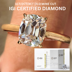 Bague de fiançailles en or 14K 18K avec diamant de laboratoire certifié IGI, taille Old Mine, 1CT 2CT 3CT - Product Image 1
