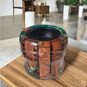 Brûleur bakhoor en résine verte de 3 "avec joints en bois, Brûleur de oud en résine époxy scintillante pour joints en bois, Brûleur d'arôme islamique en résine - Product Image 3
