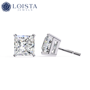 Boucles d'oreilles en diamant de laboratoire taille princesse avec certification IGI pour femmes, bijoux de luxe - Product Image 1