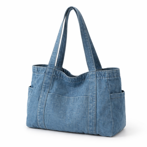 Bolso Tote de Hombro de Mezclilla Ecológico, con Cierre Abierto, Múltiples Bolsillos, Gran Capacidad, Bolso Casual para Mujer, para Compras - Product Image 1