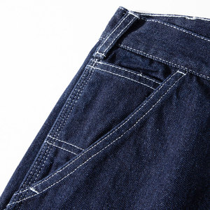Pantalon de travail en denim droit pour homme, 100% coton lavé, multi-poches, taille haute, fermeture boutonnée, respirant, séchage rapide - Product Image 6