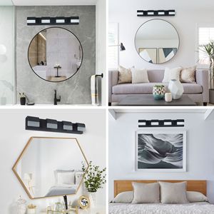 Luminaire de miroir de salle de bain à 4 lumières en acrylique noir mat, éclairage et décoration pour salle de bain et douche - Product Image 4