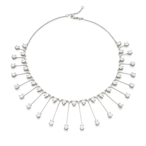 Collar de Gargantilla de Lujo para Mujer, Chapado en Rodio, con Circonitas Cúbicas de Corte Brillante Redondo, Cadena de Serpiente, Joyería para Boda - Product Image 1