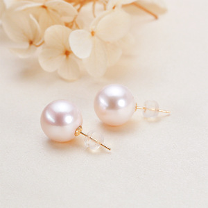 Pendientes de Oro de 18K con Perlas de Agua Dulce Edison Blancas de 11-12mm Redondas con Imperfecciones Incluidas - Product Image 1