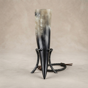 REHMAN CRAFT Handmade Eco-Friendly Viking Drinking Horn <b>Set</b> | Buffalo Horn Beer <b>Mug</b> with Iron Stand & Leather Holder - Product Image 5