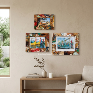 Marco de Fotos Único, Ecológico y Creativo Hecho a Mano con Madera de Barco Reciclada en Color Natural para Decoración de Paredes del Hogar, Venta al Por Mayor - Product Image 3