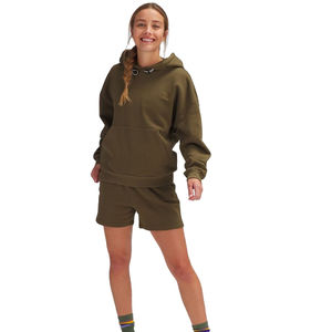 Ensemble de survêtements 2 pièces personnalisés de haute qualité, épais, unisexe, décontracté, avec sweat à capuche ample et short, motif uni, nouvelle collection femme - Product Image 1
