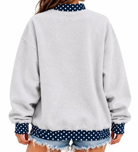 Sudadera Oversize Personalizada para Mujer con Cuello Alto, Diseño a Cuadros, Apliques de Letras, 100% Algodón, Informal, para Otoño - Product Image 4