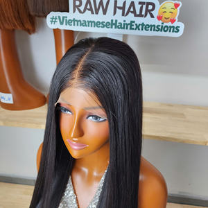 Perruques 100% Cheveux Humains Vierges Bruts Vietnamiens Double Drawn 5x5 HD Transparent Lace Front Closure Longue Perruque Sans Colle Lisse Baguette - Product Image 5