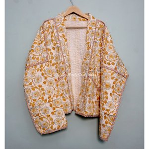 Chaqueta de algodón kantha floral hecha a mano en India, estilo Jaipuri vintage, estampada, de manga larga, para otoño, ideal para fiestas. - Product Image 6