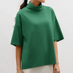 Camiseta Holgada de Verano para Mujer, 100% Algodón de Alta Calidad, Color Sólido, con Logotipo Personalizado Impreso en Serigrafía - Product Image 1