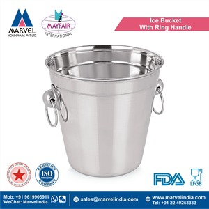 Seau à glace multifonction en acier inoxydable, finition chromée polie miroir, capacité 3L, compatible contact alimentaire, écologique - Product Image 2