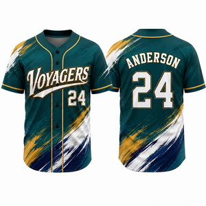 Camiseta de béisbol profesional de sarga con malla transpirable, ligera y personalizada para clubes, ideal para partidos, de fábrica. - Product Image 1