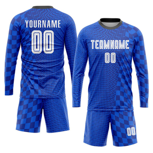 Premium Custom Royal White-black Heat-transfer Soccer Uniform Jersey 100% Polyester Wicking Knit Spandex Mesh V-neck Half Sleeve - Product Image 4
