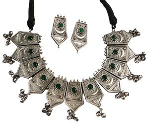 Oxidized Gold Plated Trendy Ethnic <b>Statement</b> <b>Necklace</b> and Earring Sets with Pearl for Women-Wedding & Engagement Gift - Product Image 1