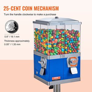 Distributeur de bonbons et de chewing-gums commercial à quatre compartiments, rotatif, à hauteur réglable, fonctionnant avec des pièces de monnaie - Product Image 4