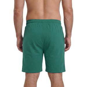 Shorts pour homme en mélange coton-polyester vert forêt avec cordon de serrage à la taille, décontractés, respirants, longueur bermuda, couleur unie, tricotés - Product Image 4
