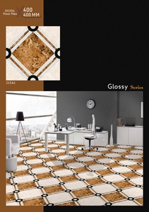 Carreaux de sol en céramique effet marbre brillant 400x400mm, motif géométrique, carreaux décoratifs d'intérieur, série brillante 400x400mm - Product Image 3
