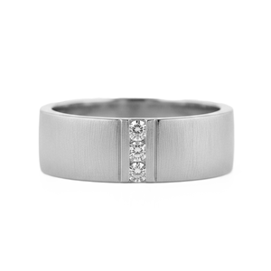 Wholesale <b>Brushed</b> Band 10K 14K Solid Gold Minimalist Strip Ring IGI Certified <b>Round</b> Lab Created Diamond Three Stone Diamond Band - Product Image 3