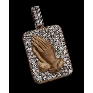 Hip Hop Mode Urbaine Déclaration Religieuse Fine Pendentifs Charmes VVS Lab Grown Stones Rectangulaire Forme Prier Charme - Product Image 1