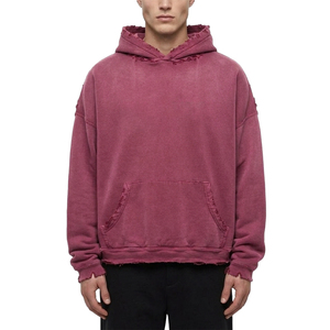 Sportish Impex Custom Streetwear Acid Wash Hoodie <b>Men</b> Heavyweight 100% Cotton Distressed Cropped <b>Pullover</b> Graphic Hoodie - Product Image 2